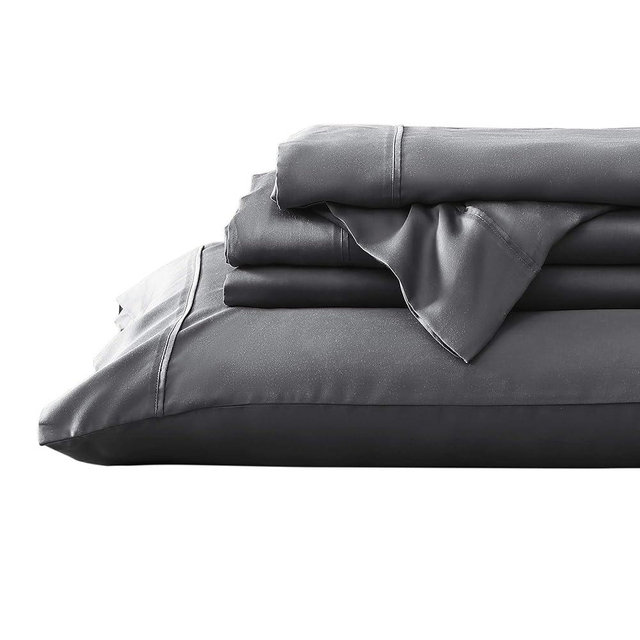 Valeron 100% Tencel Modal Sateen Woven-Luxuriously Soft, Breathable, Cooling Beech Tree Fiber-Sheet Set, King, Charcoal