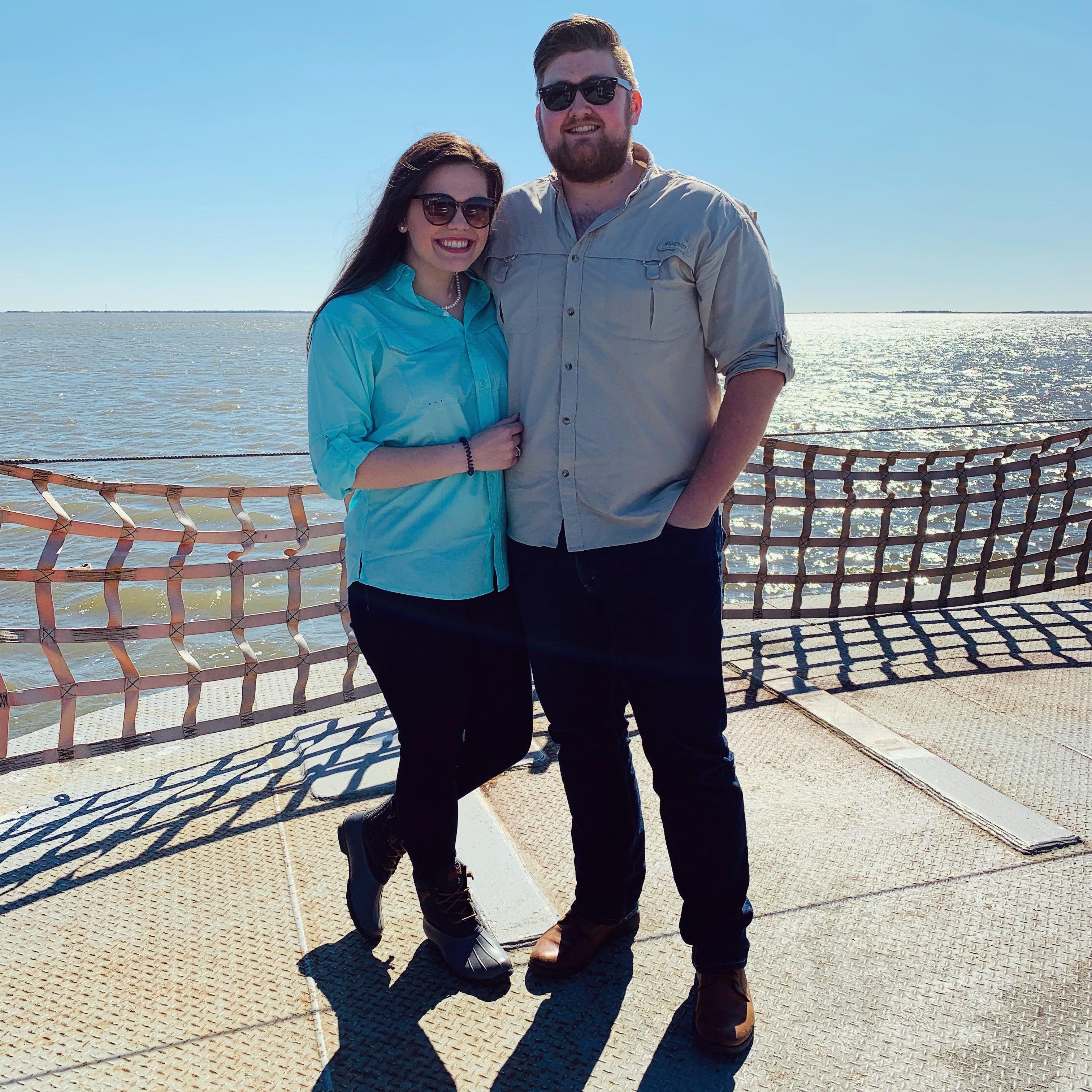March 2019-David surprised Makenzi with a trip to the beach at Southport, NC. Picture on the Fort Fisher Ferry.