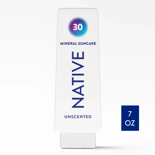 Native Mineral Sunscreen with Zinc Oxide - Unscented - SPF 30 - 7oz