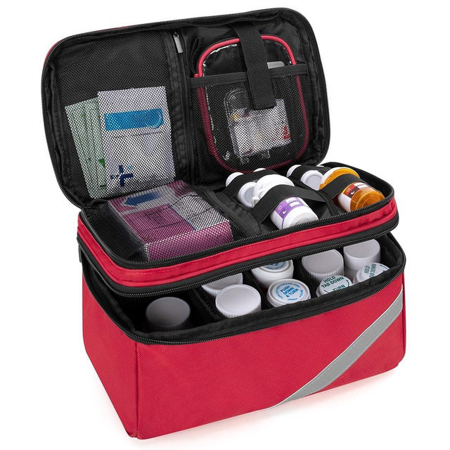 Trunab Medicine Storage and Organizer Bag Empty, Pill Bottle Organizer with Portable Small Pouch, Home First Aid Box for Emergency Medication, Supplements or Medical Kits (Bag Only)(Patent Design)