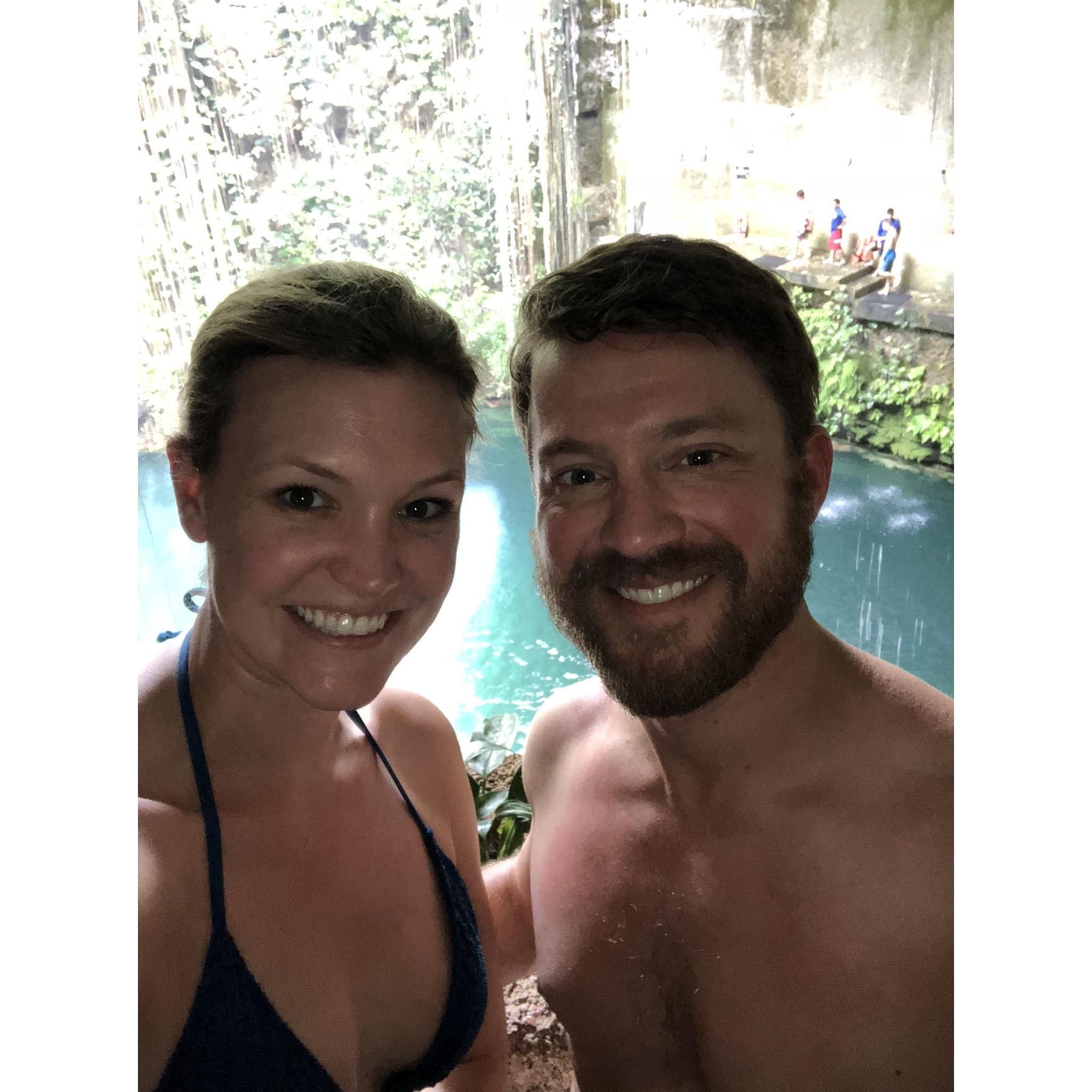 Swimming in a Cenote on our trip to Mexico this past summer!