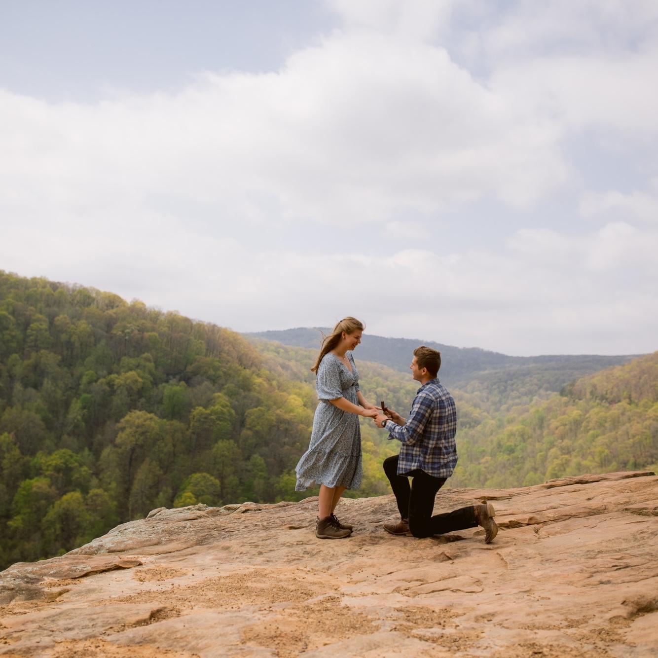 She said yes!! On a beautiful spring day in Arkansas Andrew proposed to Madeline at Whitaker Point. 17APR25