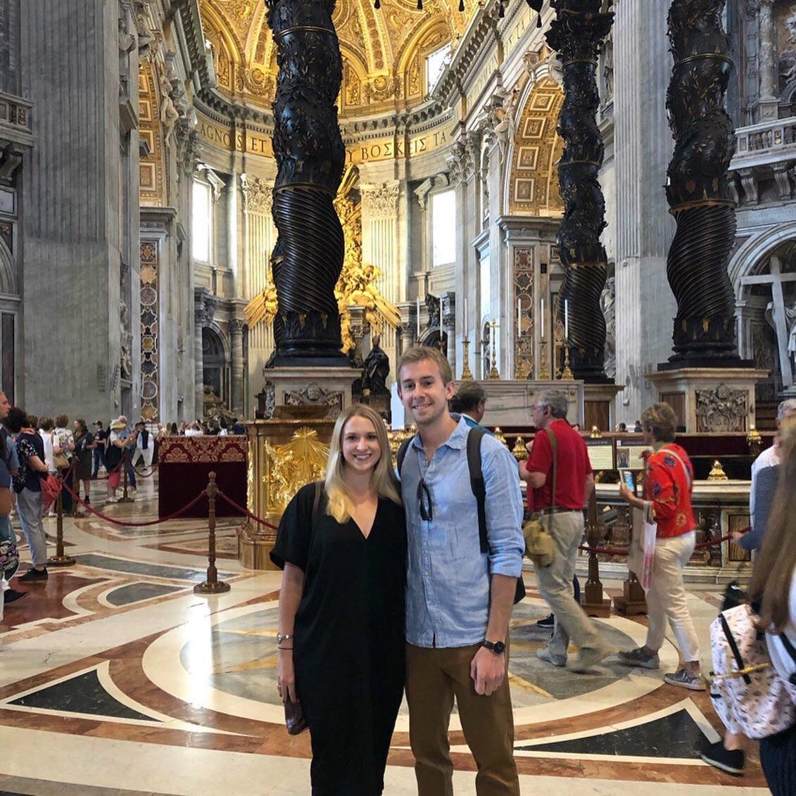 In awe of the grandness of St. Peter's Basilica in Rome, the largest Catholic Church in the world!