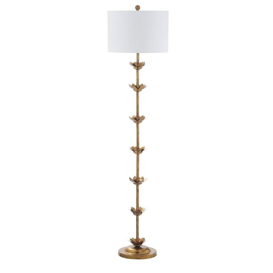 Safavieh FLL4003A Lighting Collection Landen Leaf 63.5" Antique Gold Floor Lamp, Metal