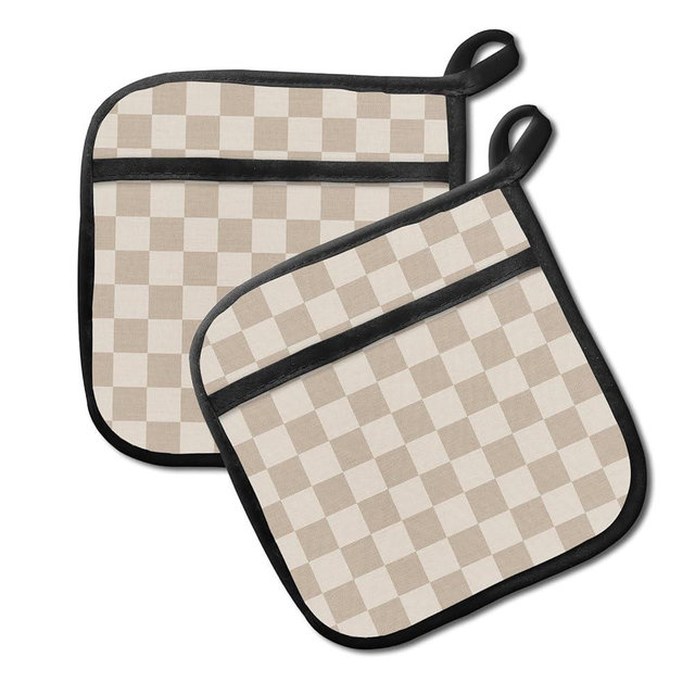 BAYCUFKQ 2 Pack Pot Holders for Kitchen Clearance, Cute Hot Pads, Funny Oven Pot Holders, Potholders Sets for Kitchen Heat Resistant Cute Brown Checkerboard