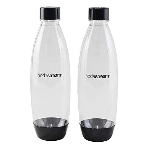 sodastream Sparkling Water Machines Bottles 1 Litre Twin Pack, Black