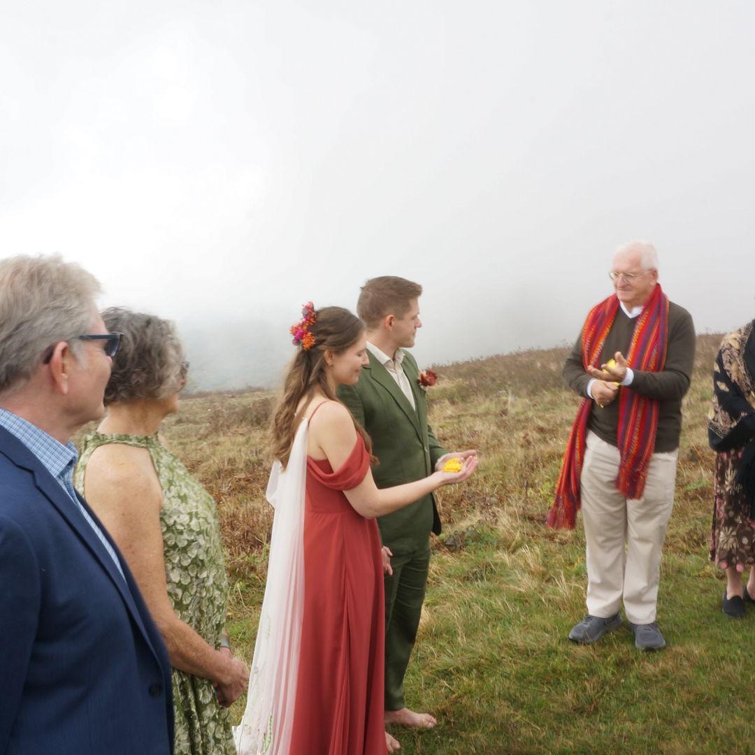 We had a small Quaker-inspired ceremony led by Tristan's Dad, Mike