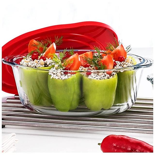 Glass Casserole Dish with Airtight - Borosilicate Glass, Bakeware with lid | Food Storage Set. Oven, stove, microwave, dishwasher and refrigerator Safe Baking Dish. 2.2 Quarts