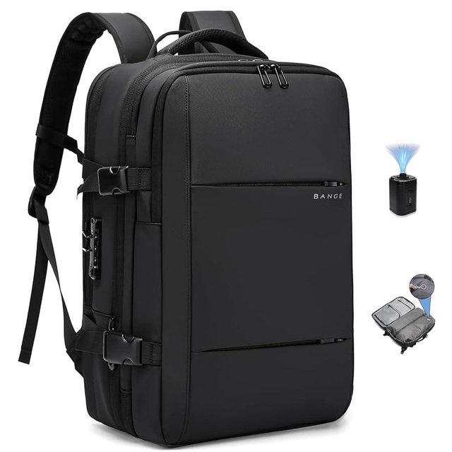 BANGE Air Vacuum Backpack with Pump,Seal Air Packing Vacuum System Compression with Anti Theft Lock, Expandable Large Capacity Backpack for Travel…