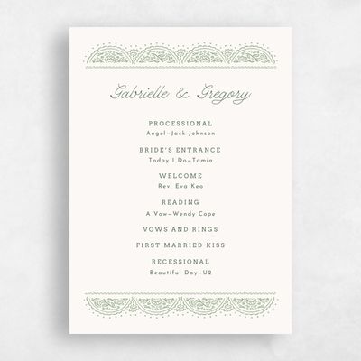 Multi-Colored Wedding Program - Carmel