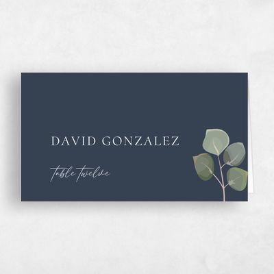 Grayed Navy, Blue Wedding Place Card - Bransford