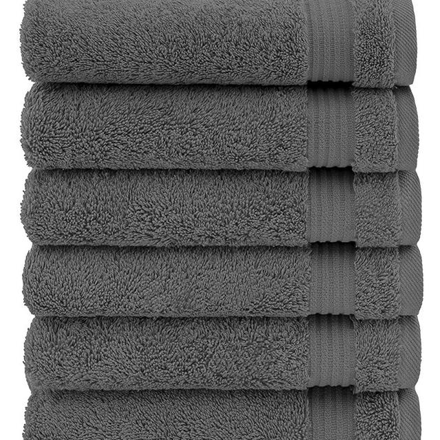 Luxury & Hotel Quality Turkish Cotton 6-Piece Hand Towel Set, Extra Soft & Absorbent for face & Hands by United Home Textile, Charcoal Grey