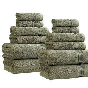 Superior 12 pc Egyptian Cotton Highly Absorbent Solid Ultra Soft Towel Set