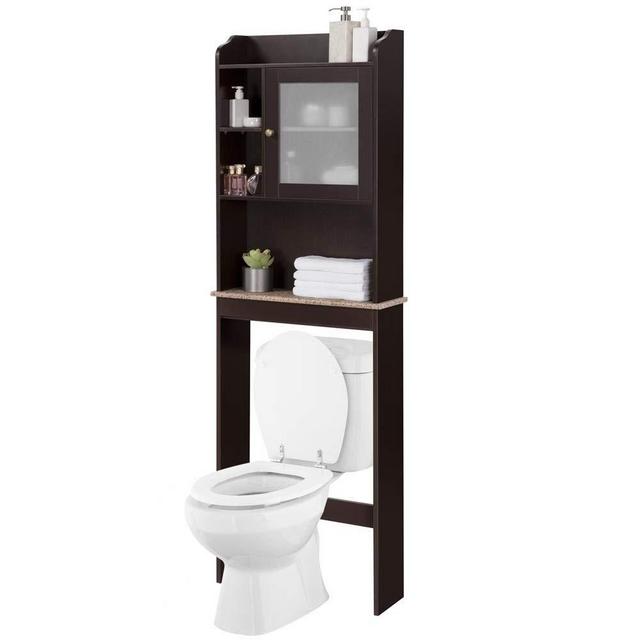 Yaheetech Over The Toilet Cabinet Space-Saving - Bathroom Free-Standing Cabinet w/Adjustable Shelves, 23.2in L x 7.5in W x 68.9in H