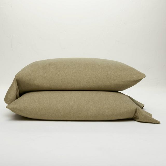 Standard Jersey Solid Pillowcase Set Moss Green - Casaluna™