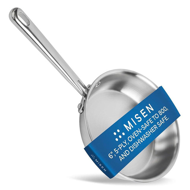 Misen 5-Ply Stainless Steel 6" Frying Pan - Professional Cookware for Induction, Gas and Electric - Dishwasher Safe, Oven Safe to 800°F - Durable, Versatile, Even Heating