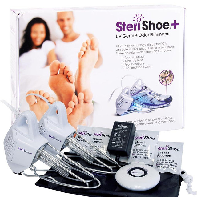 SteriShoe+ UV Shoe Sanitizer & Deodorizer – Ultraviolet Sneaker & Boot Sterilizer, Kills Toenail Fungus Germs (Onychomycosis), Odor Eliminator, Shoe Cleaner