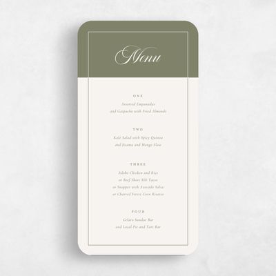 Green Rounded Wedding Menu - Knowlton