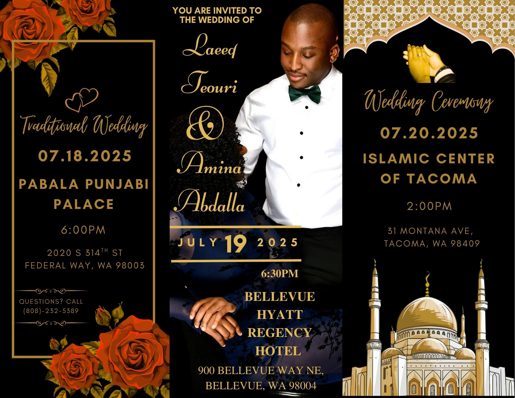 The Wedding Website of Amina Abdalla and Laeeq Teouri