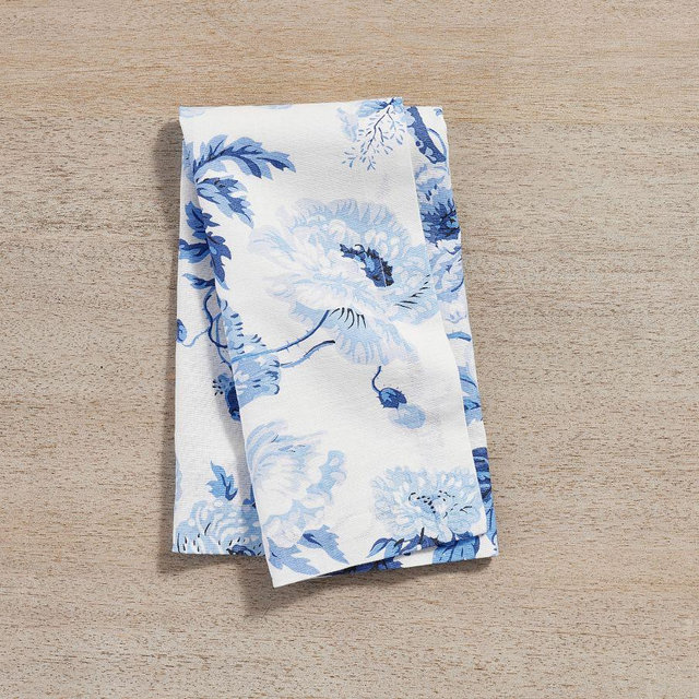 Garden Floral Napkins, Set of 4 - Blue/White
