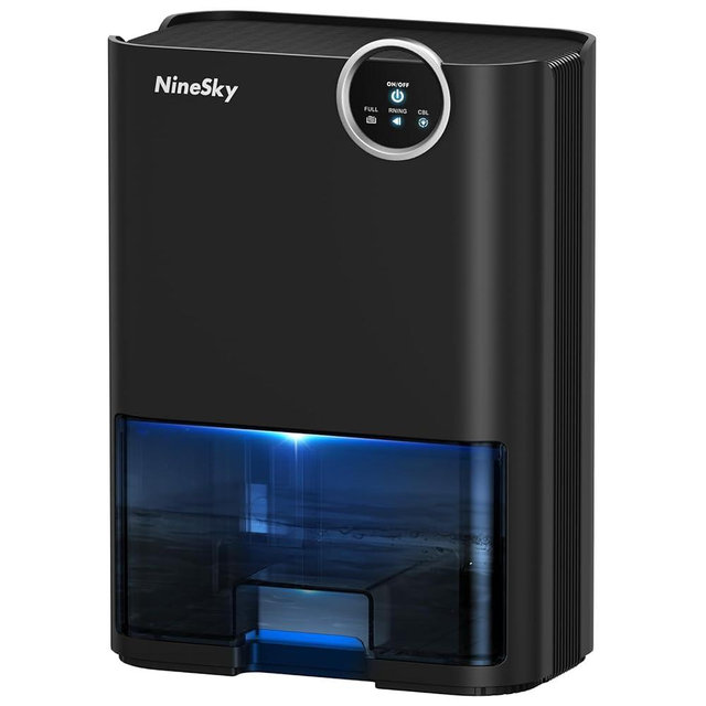 NineSky Dehumidifier for Home, 70 OZ Water Tank, 800 sq.ft Dehumidifier for Bedroom,Basement,Bathroom with Auto Shut Off, Sleep Mode,5 Colors LED Light (Black)
