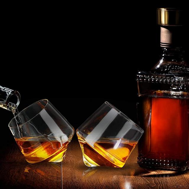 Barbuzzo Rolling Whiskey Glasses (Set of 2) – Hand-Blown Stemless Whiskey Glasses That Roll for Better Aeration – Perfect for a Variety of Spirits, Malts, Highballs and Cocktails – Holds 6.3 Ounces