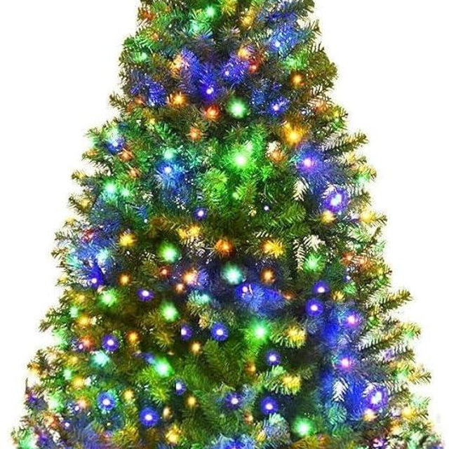 Goplus 5FT Pre-Lit Artificial Christmas Tree, Hinged Spruce Xmas Full Tree with 150 LED Multicolor Lights, 11 Lighting Modes, 600 PVC Branch, Foldable Base, for Indoor Home Office Decoration