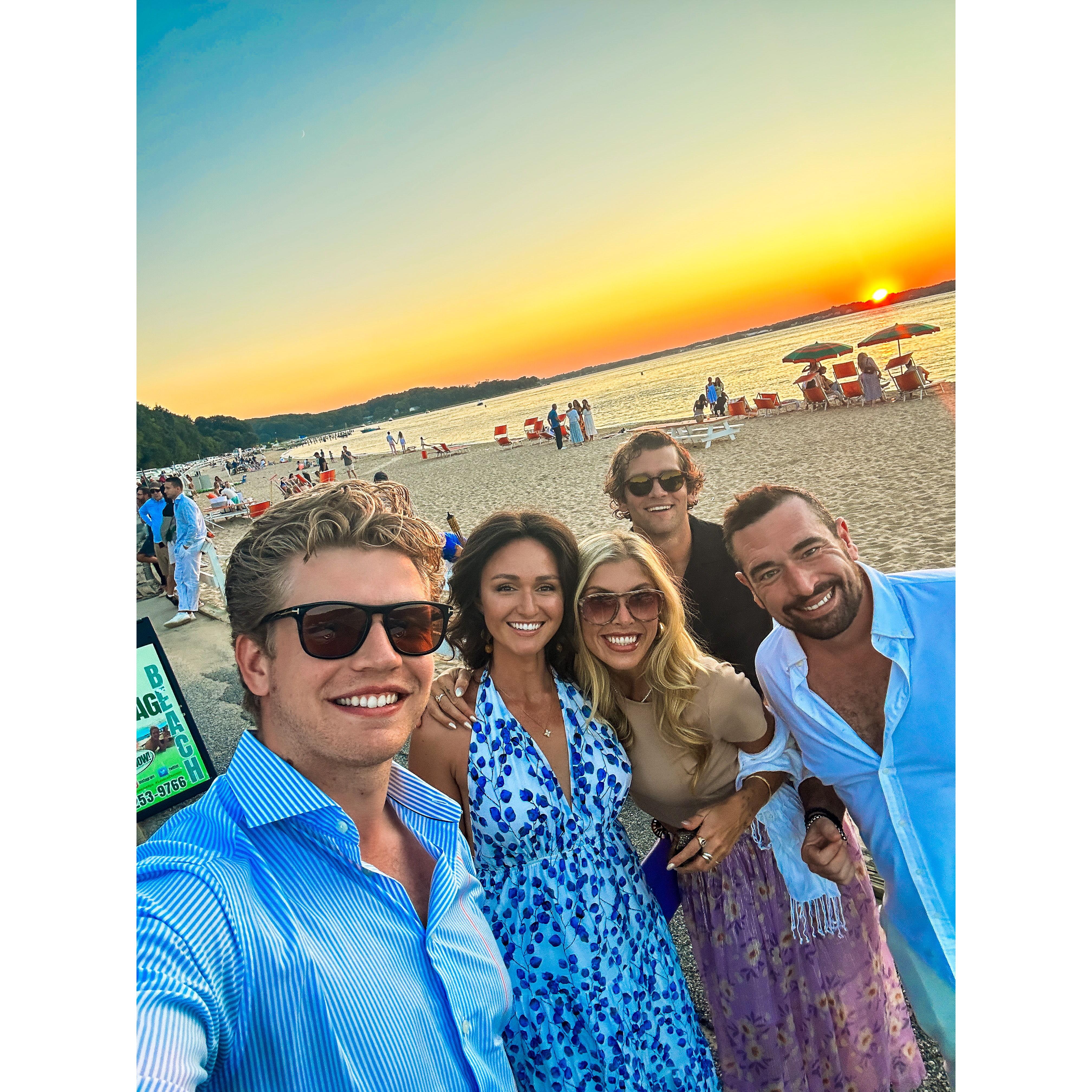 Serena's birthday weekend in 2023—also photographed are (L-R) Amanda Berger, Hudson Buzby, and David Lustig