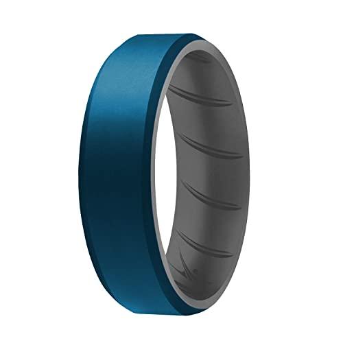 ROQ Silicone Ring for Men - Breathable Silicone Rings with Comfort Fit Air Flow Design - Comes in 1/4/7 Packs - Mens Silicone Rubber Medical Grade Bands - Safe Silicone Wedding Ring for Men