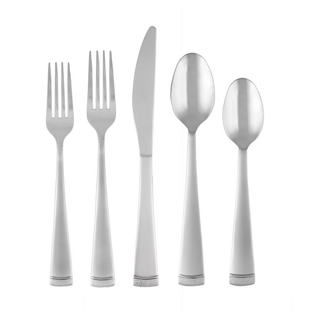 Cambridge Silversmiths Gratitude Sand 45-Piece Flatware Set with Chrome Buffet, Service for 8