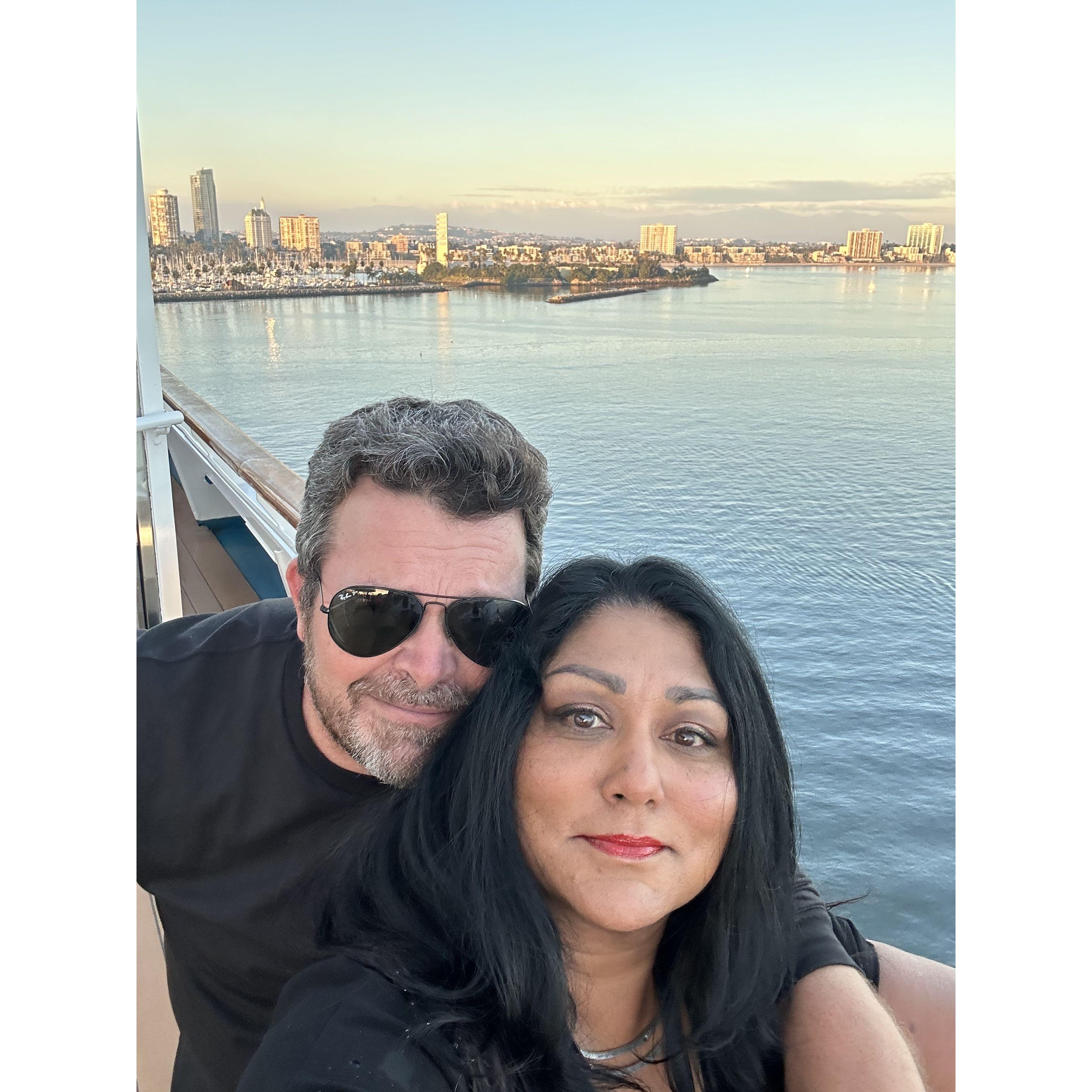 On a cruise to Mexico. Long Beach backdrop