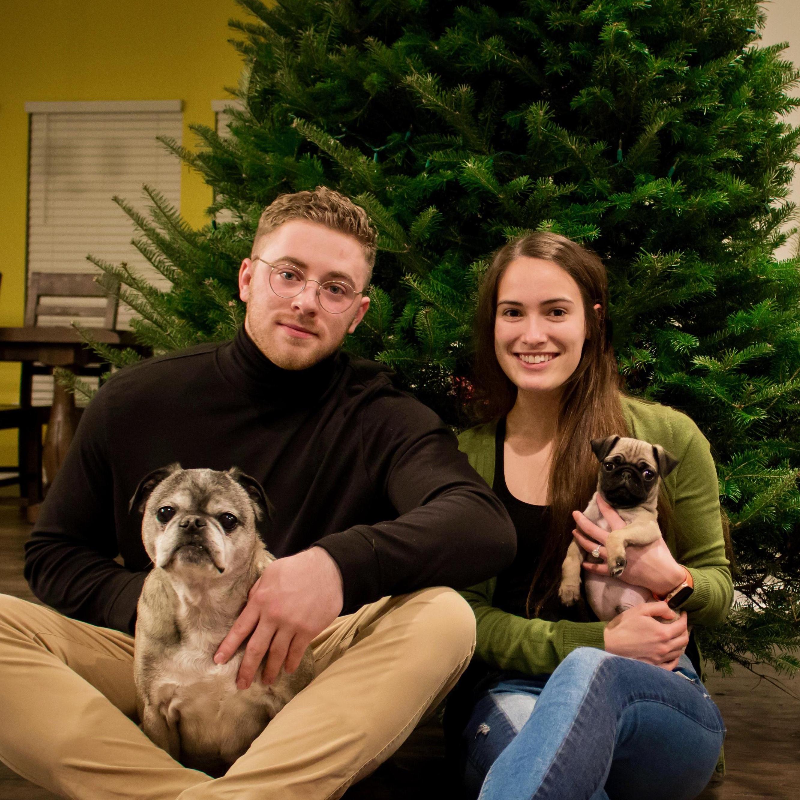 Our first Christmas card photo with our fur babies!