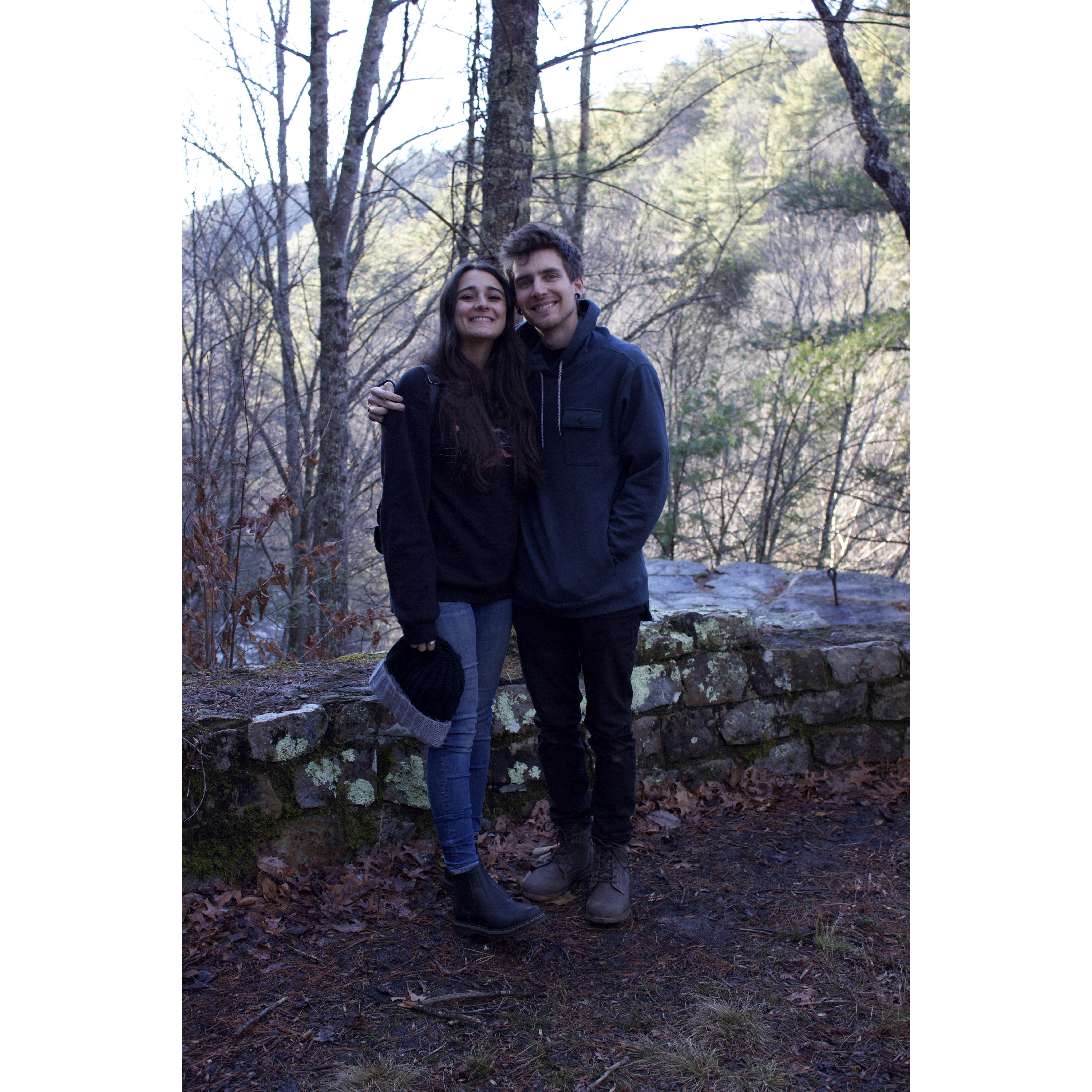 Atop Mia's favorite quiet waterfall in Cherokee National Forest.