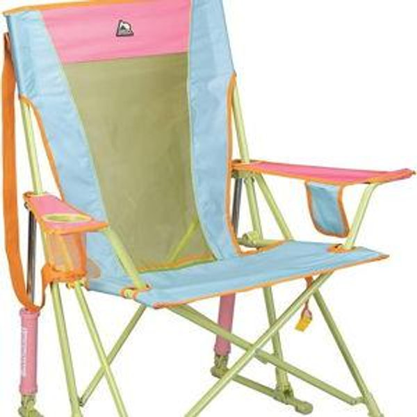 GCI Outdoor Comfort Pro Rocker Camping Chair | Portable Folding Rocking Chair with Durable Armrests & Drink Holder — Sweet Tea