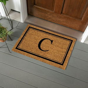 Evergreen Flag Monogram Letter C Entrance Doormat | 28 x 16 inches | Dirt Catching Natural Coir | All-Season | Non-Slip Backing | Indoor and Outdoor Home Decor