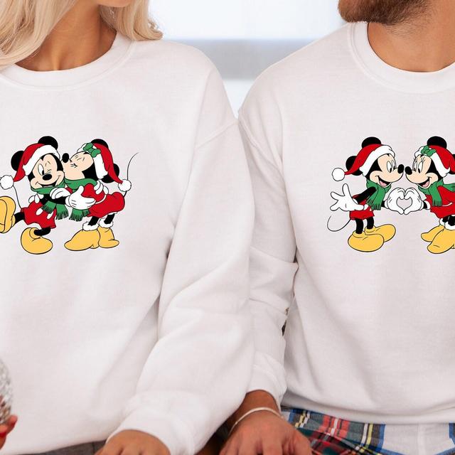 Mickey and Minnie Christmas Shirt, Disney Christmas Sweatshirt, Cute Christmas Gift Disney Couple Shirt, Xmas Gift Idea Husband and Wife Tee