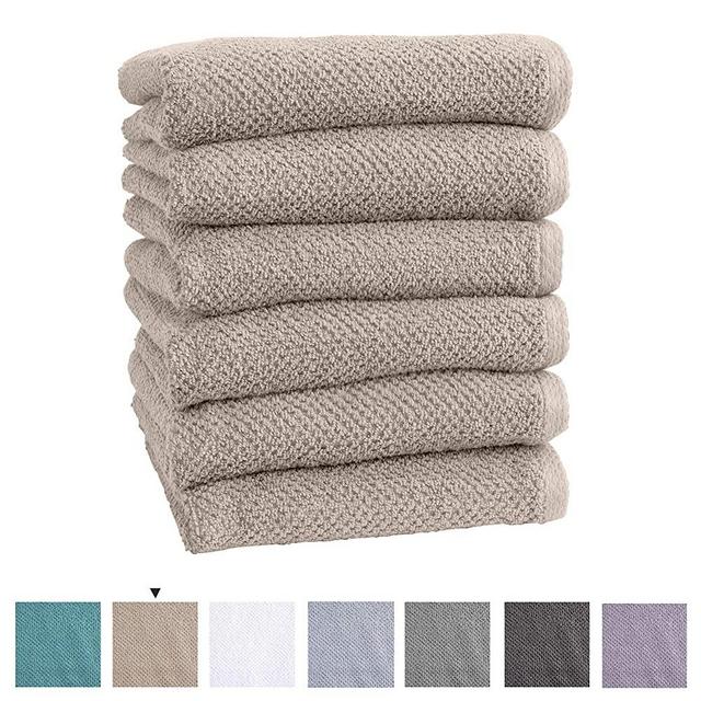 Great Bay Home 100% Cotton Hand Towel Set (16 x 28 inches) Highly Absorbent, Textured Popcorn Weave Hand Towels. Acacia Collection (Set of 6, Silver Cloud)