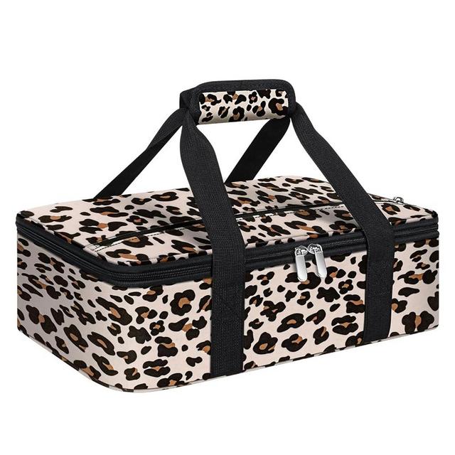 MIAOJIE Insulated Casserole Carrier, Portable Casserole Carrier for Hot or Cold Food Lunch Tote Warmer or Cooler Bag, Lasagna Lunch Bag for Potluck Parties- Fits 9" x 13" Baking Dish-Leopard
