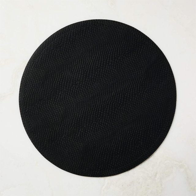 Python Black Faux Leather Round Placemat