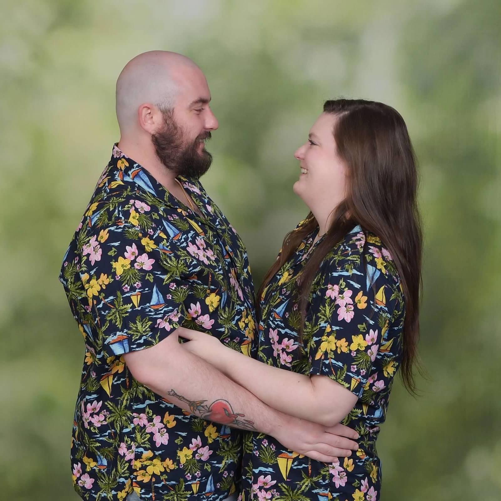 Anthony hand selected these fancy engagement photo shirts.