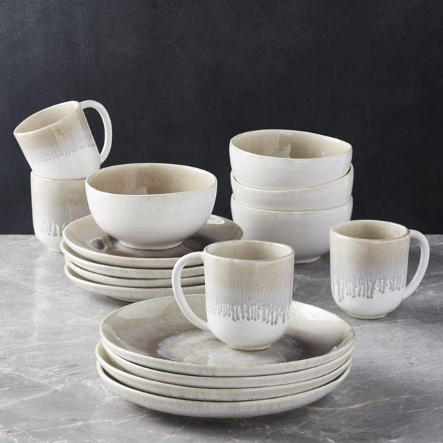 Caspian 24-Piece Grey Reactive Glaze Dinnerware Set