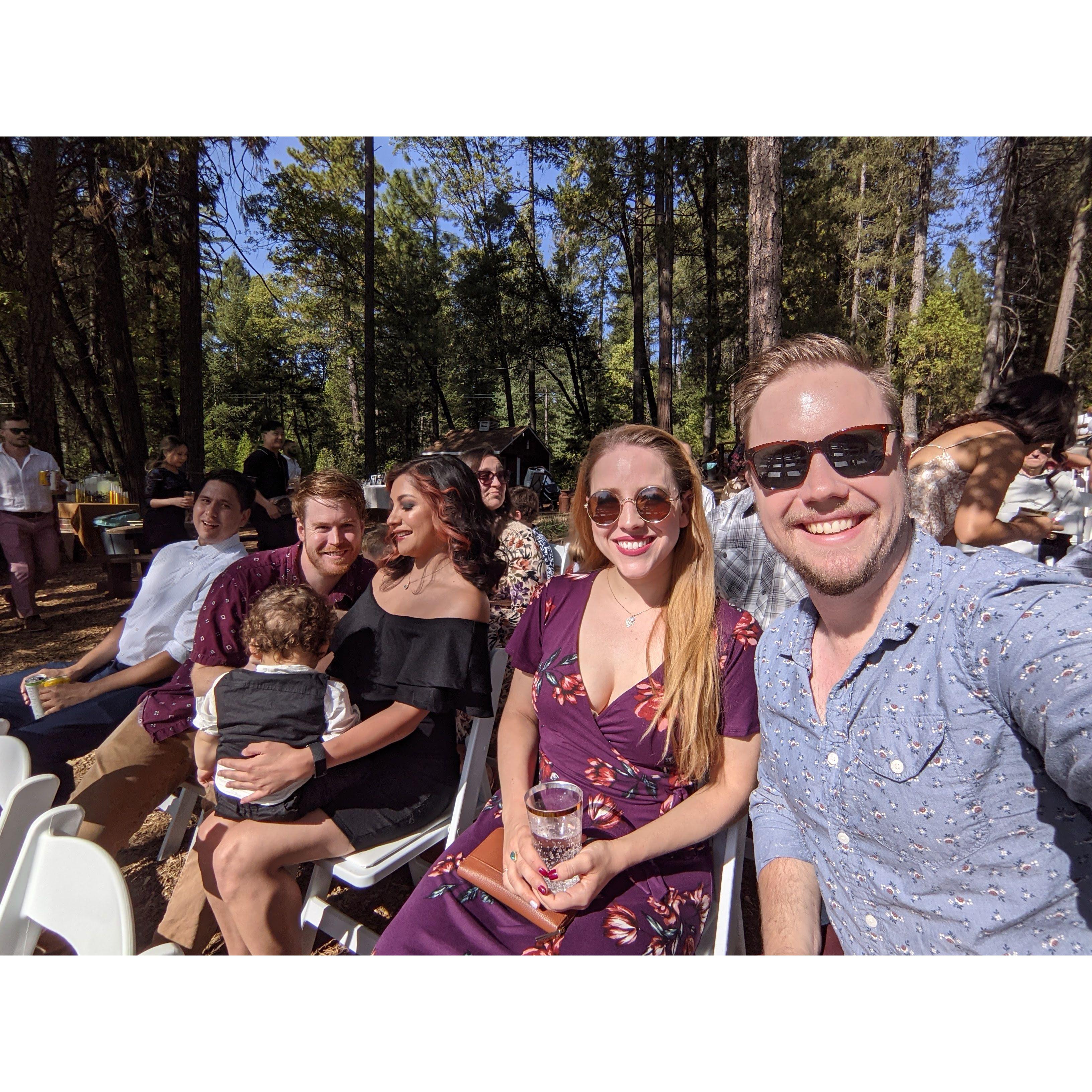 Spending time with Miguel, Lucas, Ariana, and little Noah before Ethan and Greta's ceremony.