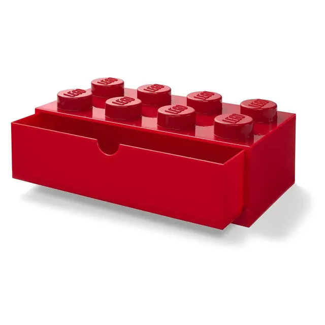 Room Copenhagen LEGO Desk Drawer 8 Knobs Stackable Storage Box | Red
