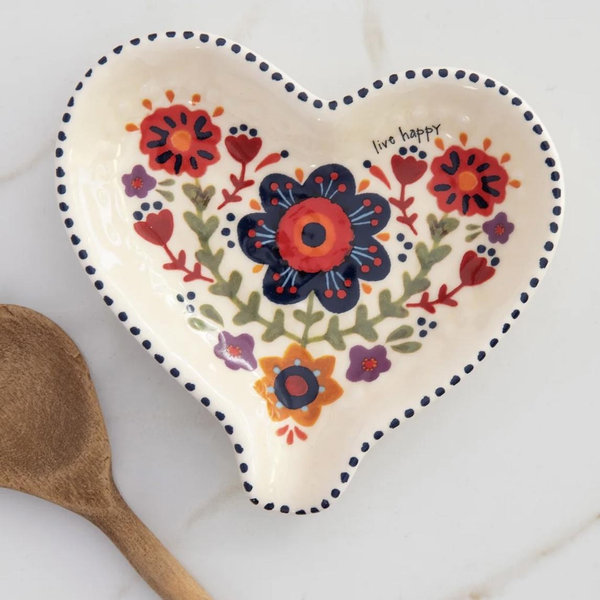 Ceramic Spoon Rest - Live Happy Heart