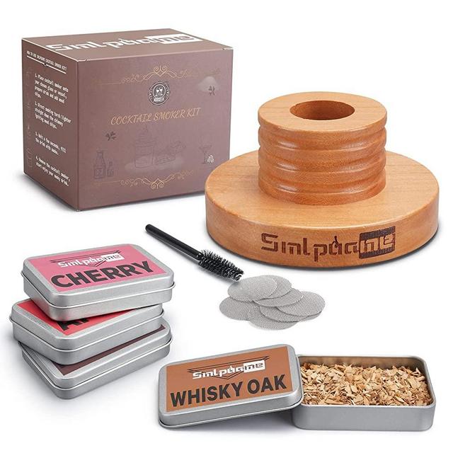Smlpuame Cocktail Smoker Kit, Old Fashioned Smoker Kit for Bourbon Whiskey Drink, Drink Smoker Infuser Kit with Whiskey Oak, Cherry, Apple and Pecan Wood Chips, Best Gift for Husband, Father, and Cocktail Lovers