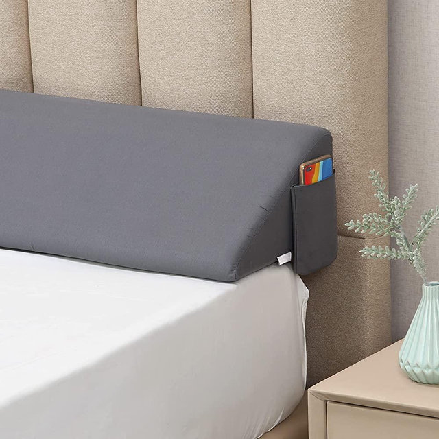Vekkia Queen Size（60"x10"x6"） Bed Wedge Pillow/Headboard Pillow/Mattress Wedge，Gap Filler to Close The Gap (0-7'') Between Headboard and Mattress （Gray）