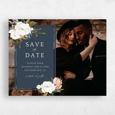 Navy, Blue Wedding Save the Date - Octavia Landscape