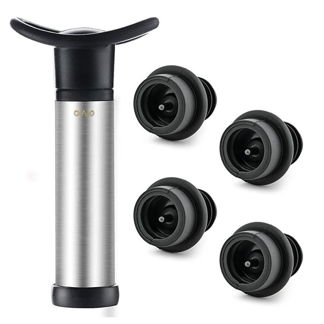 OWO Wine Saver with 4 Vacuum Stoppers, Wine Stopper, Reusable Bottle Sealer Keeps Wine Fresh (Wine Pump + 4 stoppers)