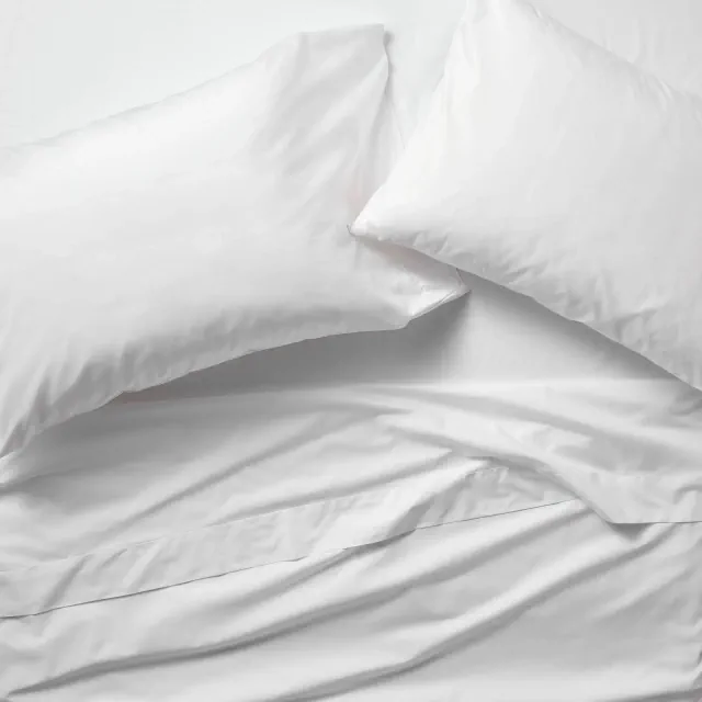California King 400 Thread Count Percale Sheet Set White - Casaluna™