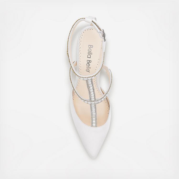 bellabelleshoes:Carolina ベラベルシューズ Ivory T-strap Heels with Crystals & Pearls | Bella Belle